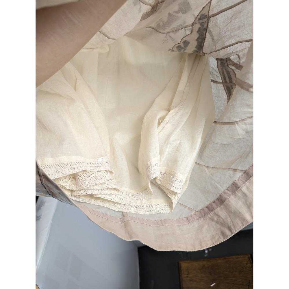 Anthropologie Floral Silk Babydoll Halter Dress Size 2 Tan Boho Whimsigoth Fairy - Picture 5 of 10